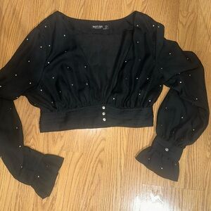 Crop top with crystal detail.